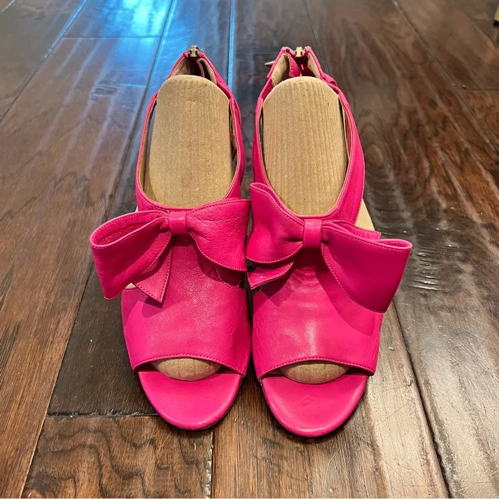 Kate Spade Imelda Zip Back Pink Fuschia Bow High Heels